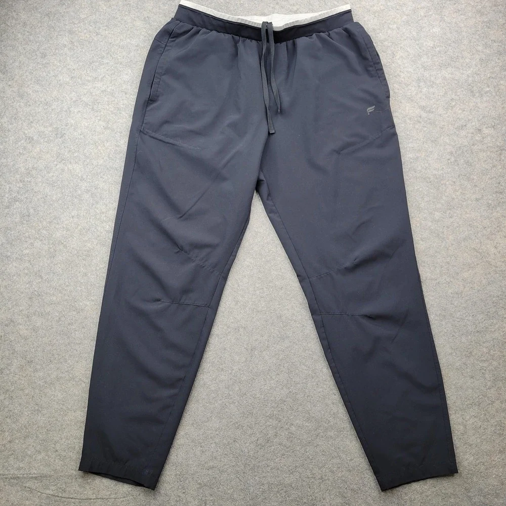 Fabletics Pants Mens‎ Large Blue Stretch Joggers Elastic Waist Zip Pockets